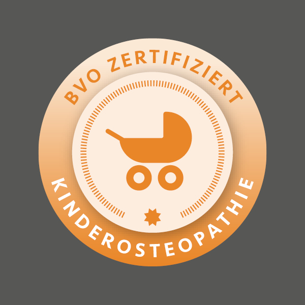 Kinderosteopathie, Kinderwagen-Symbol, Kinderwagen, BVO-Siegel Kinderosteopathie