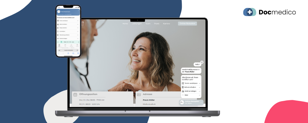 Docmedico ist ein Online-Tool, das als „Aufsatz“ für Ihre Homepage entwickelt wurde, um Hilfe u.a. bei der Kommunikation mit Patienten und Terminanfragen zu geben.