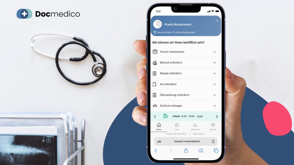 Die Online-Rezeption by Docmedico ist ein digitaler Helfer für Ihren Empfang und unterstützt Therapeuten bei einer einfachen und automatischen Patientenkommunikation.